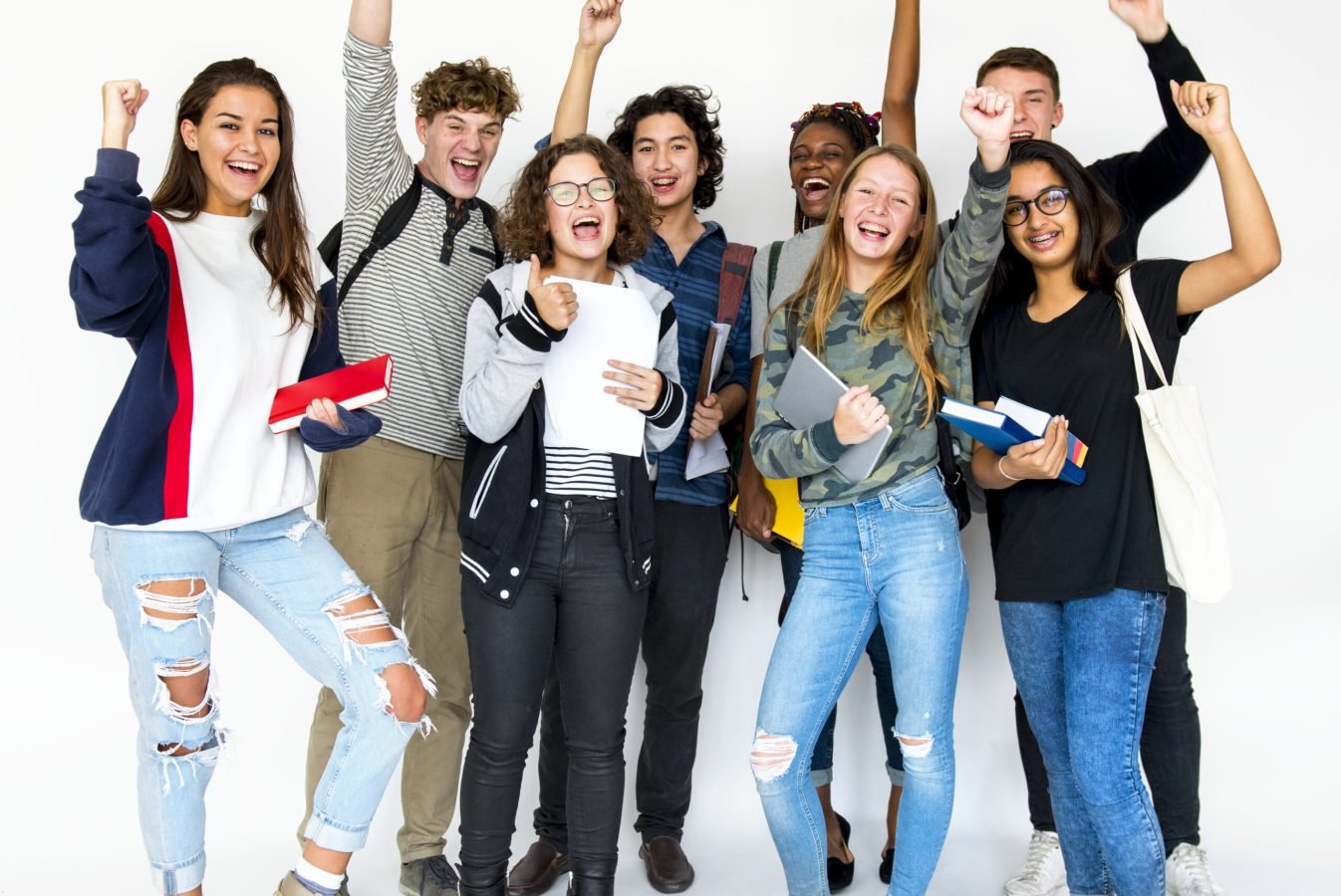 Diverse group of teenagers shoot Diverse group of teenagers shoot